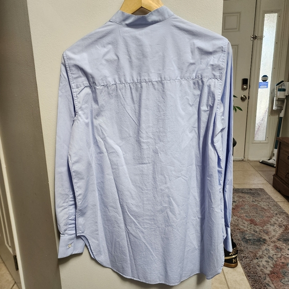 OFFICINE GENERALE - Amelia Organic Cotton Poplin Button Down Shirt - Baby Blue,M - Picture 9 of 10